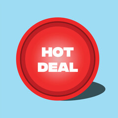 Hot Deal Logo – Red Badge on Blue Background Vector Design