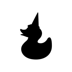 Black horned duck silhouette on a white background. Vector graphic design