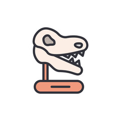 Stylized Dinosaur Skull Icon Placed On A Decorative Stand Illustration