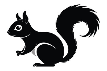 A striking black squirrel silhouette presents a captivating and simplified animal art form elegantly
