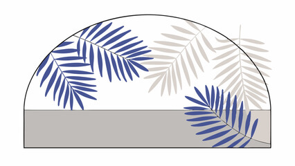 Semi-Circle Tropical Leaf Design Element