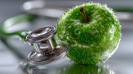 Apple and Stethoscope: Healthy Lifestyle Concept