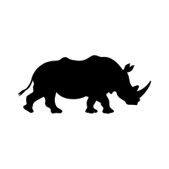 Elegant and Powerful Minimalist Rhinoceros Silhouette in Black and White – Modern Abstract Wildlife Illustration Featuring Geometric Shapes and Simple Design Aesthetics for a Bold and Contemporary Art