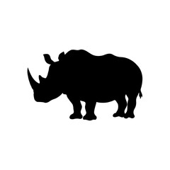 Photorealistic Monochrome Silhouette of a Rhinoceros – Wild African Savanna Animal Rendered in High Contrast Detail