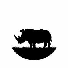 Realistic and Highly Detailed Rhinoceros Silhouette – Black and White Minimalist Digital Art Featuring Elegant Monochrome Design, Sharp Contrasts, Abstract Geometric Shapes, Crisp Edges, and Thoughtfu