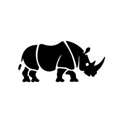 Minimalist Black and White Rhinoceros Silhouette – Simple Geometric and Abstract Vector Illustration