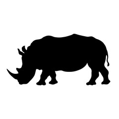 Minimalist Black and White Vector Illustration of a Rhino Silhouette – Elegant Wildlife Animal Portrait in Clean, Modern Minimal Art Style