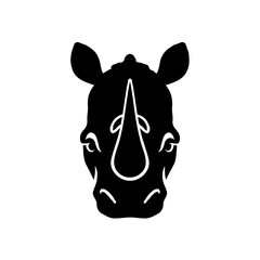 Iconic Black and White Rhinoceros Vector Illustration – Abstract Minimalist Design Featuring Geometric and Simple Shapes for a Bold, Modern Look