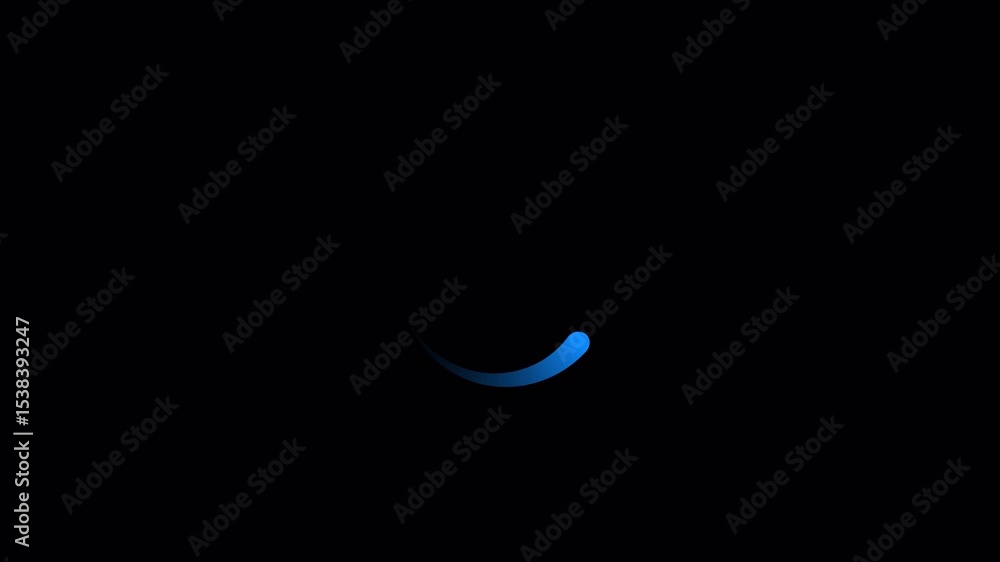 Poster loading gradient blue curved line animation on black background