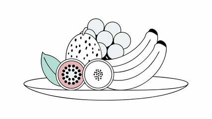 Fresh Fruit Platter Bananas, Passion Fruit, and Grapes