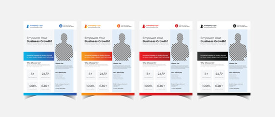 New Corporate business flyer template design set with blue, orange, red and black color. marketing, business proposal, promotion, advertise, publication, cover page. new digital marketing flyer set.