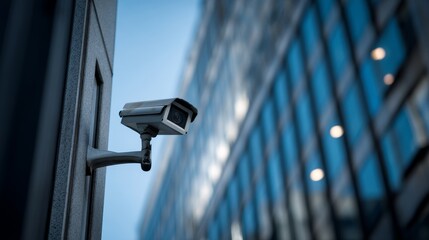security camera on the office building, safety, closeup