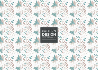 Elegant Floral Pattern Design with Teal Flowers and Brown Leaves for Textile or Background Use