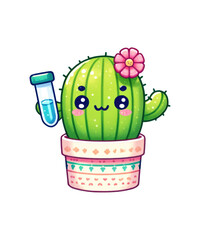 A vibrant vector illustration showcases a garden's flora with a charming basket of spring flowers, a potted cactus, and a leafy plant