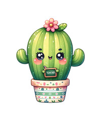 A vibrant vector illustration showcases a garden's flora with a charming basket of spring flowers, a potted cactus, and a leafy plant