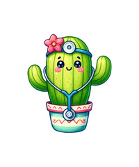 A vibrant vector illustration showcases a garden's flora with a charming basket of spring flowers, a potted cactus, and a leafy plant
