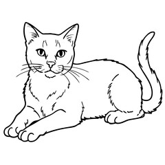 Obraz premium A minimalist silhouette of a cat lying down with one paw stretched out, white background