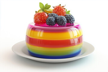 Fresh and delicious fruit jelly with mixed berries and cream