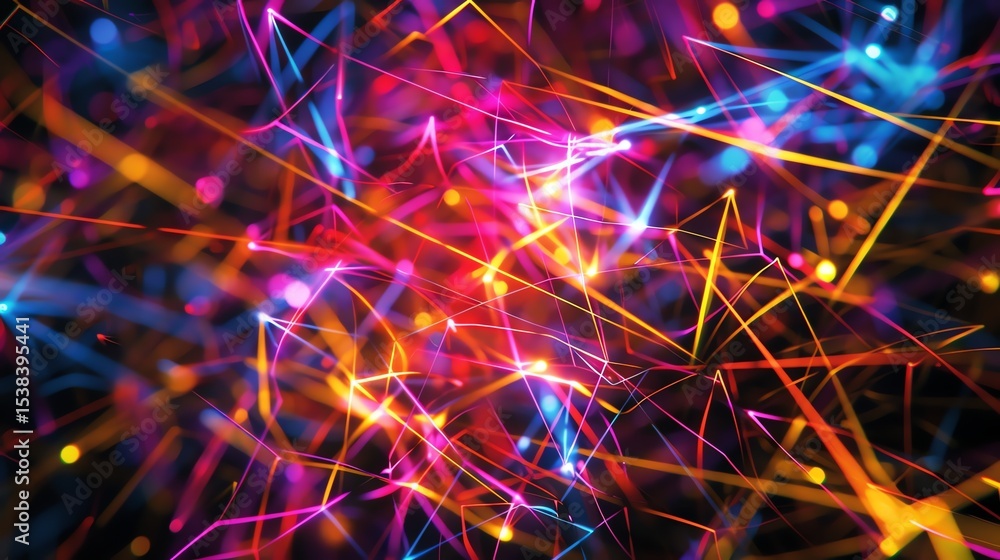 Aufkleber glowing particles form an abstract background of interconnected lines and dots.