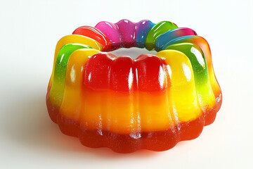 colorful jelly spread among red, yellow, and green on white background