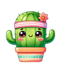 A vibrant vector illustration showcases a garden's flora with a charming basket of spring flowers, a potted cactus, and a leafy plant