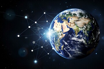 Fototapeta premium global network concept, information technology and telecommunication, terre, réseau, communication, concept, 