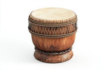 drum, a traditional musical instrument covered in an antique layer of wood