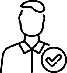 Verified user profile checkmark icon - Editable Stroke SVG, fully scalable.