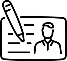 Employee identification card profile icon - Editable Stroke SVG, fully scalable.