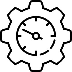 Time management gear clock icon - Editable Stroke SVG, fully scalable.