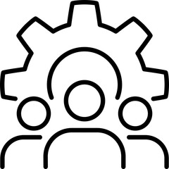 Team management gear concept icon - Editable Stroke SVG, fully scalable.