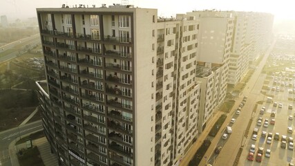 High-rise apartment buildings during golden hour