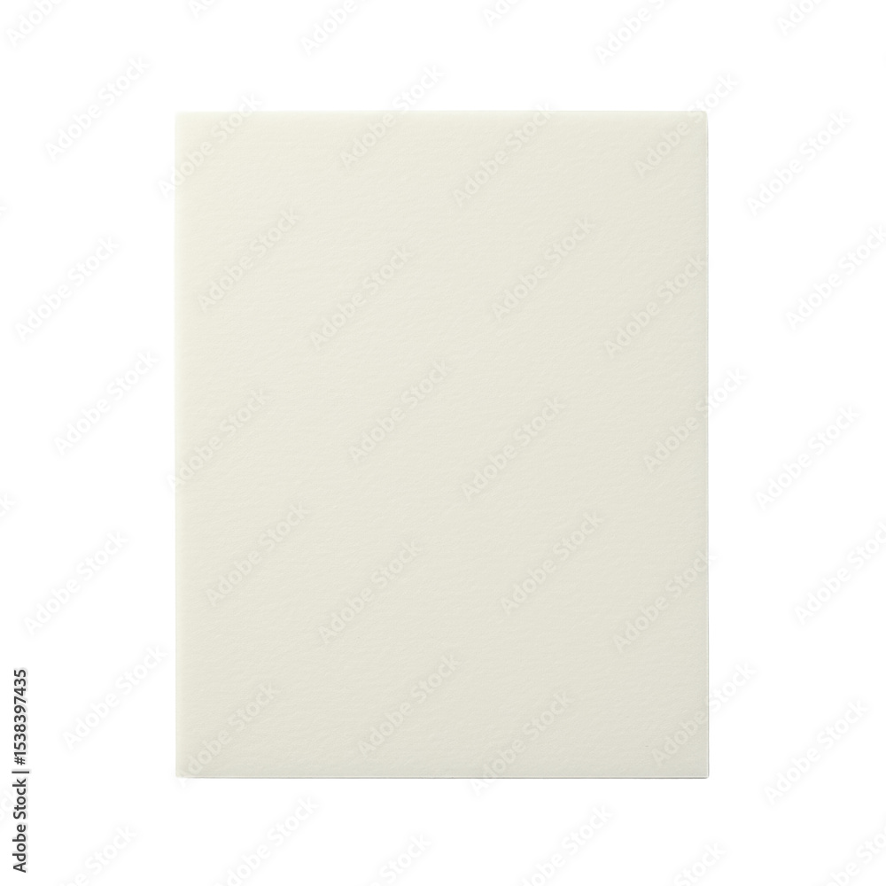 Poster a perfectly flat sheet of off-white vellum paper with translucent texture and crisp edges, isolated 