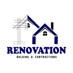 This vector logo depicts a house construction