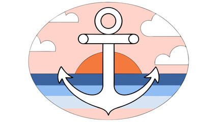 Anchor Sunset Ocean Graphic