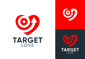 simple abstract love and arrow target logo design concept