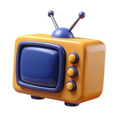 Retro cartoon television set with antenna isolated on white background