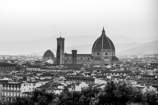 Fototapeta view of Florence in black and white