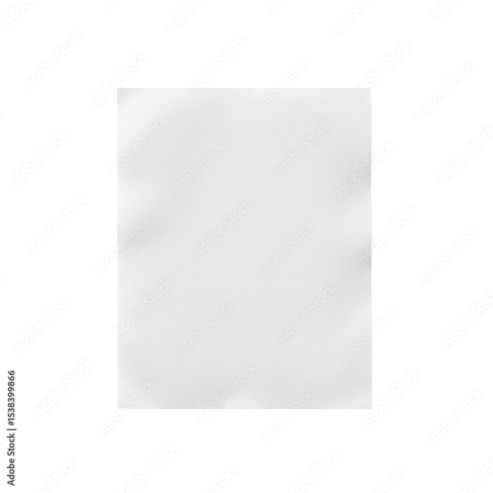 Poster a transparent blotting paper, perfectly flat with a smooth matte fibrous texture, isolated on a pure