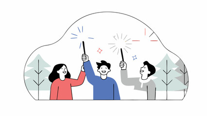 Friends Celebrating with Sparkles