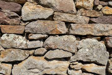 Closeup of rustic stone wall texture