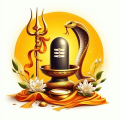 illustration of Nag Panchami with lord shiva for card, poster, greeting background.