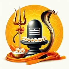 illustration of Nag Panchami with lord shiva for card, poster, greeting background.