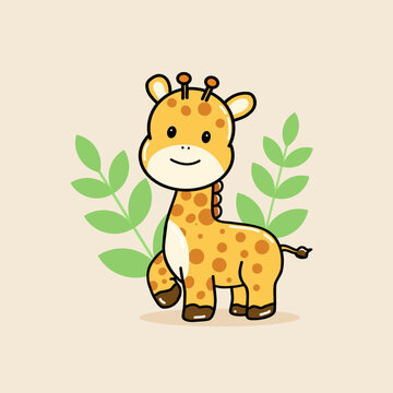 Adorable Giraffee Single Vector Illustration Cartoon Style