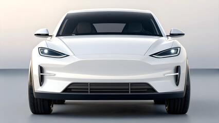 Naklejka premium white electric car front view 