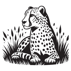 Cheetah sitting in grass vector images