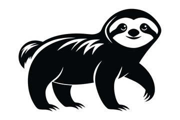 Monochrome shows a slow moving sloth in full body standing against white