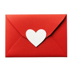 Red envelope with a heart on transparent background