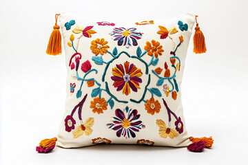 colorful fabric pillows with flowers and decorative soft pillows for home decoration