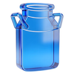 Obraz premium Blue Glass Milk Can 3D Render Icon Graphic Design